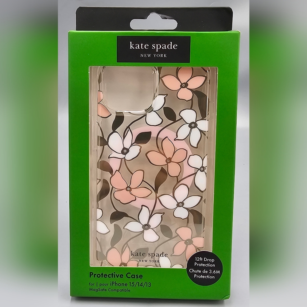 KATE SPADE Protective Case Magsafe For IPHONE 15 14 Or 13 Floral Pink White